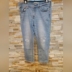 Women's Light Blue Distressed Levi Boyfrend Jeans